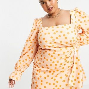 ASOS Peach Mini Dress with Orange Polka Dots